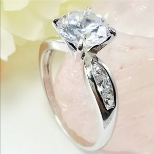 Sterling Silver CZ Solitaire Ring Size 7